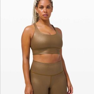 Lululemon Energy Bra Long Line Shine *Medium Support, B–D Cup Matte Copper Foil